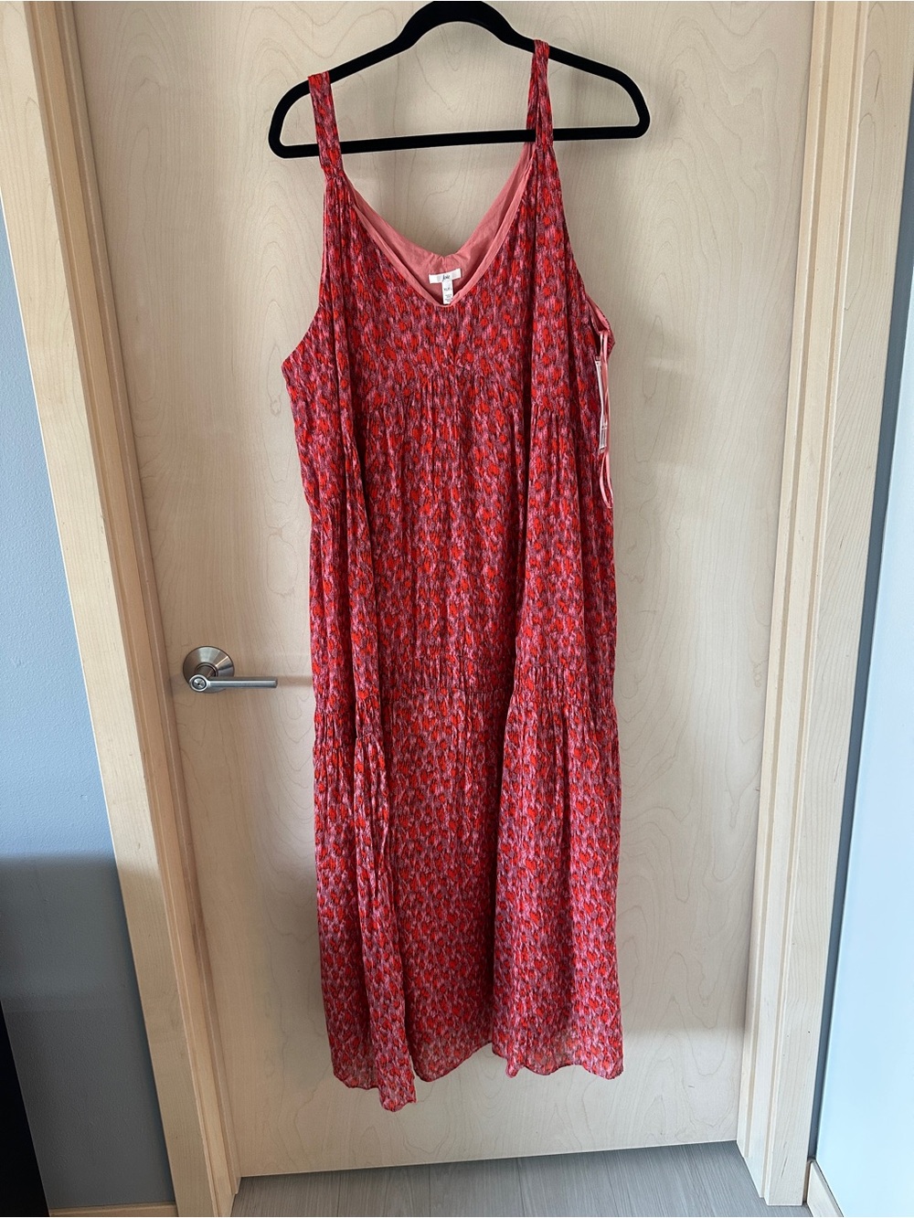 Joie Xl Tea Rose 100% Cotton Sleeveless Tiered Orange Maxi Dress Size